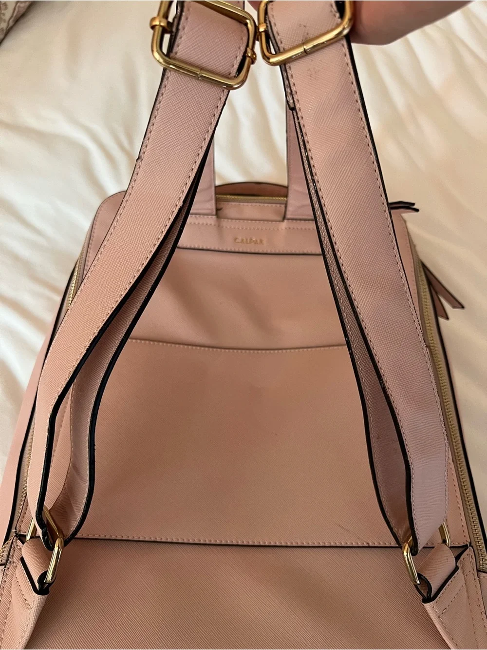 Calpak Pale Pink Structured Backpack with Braided Trim